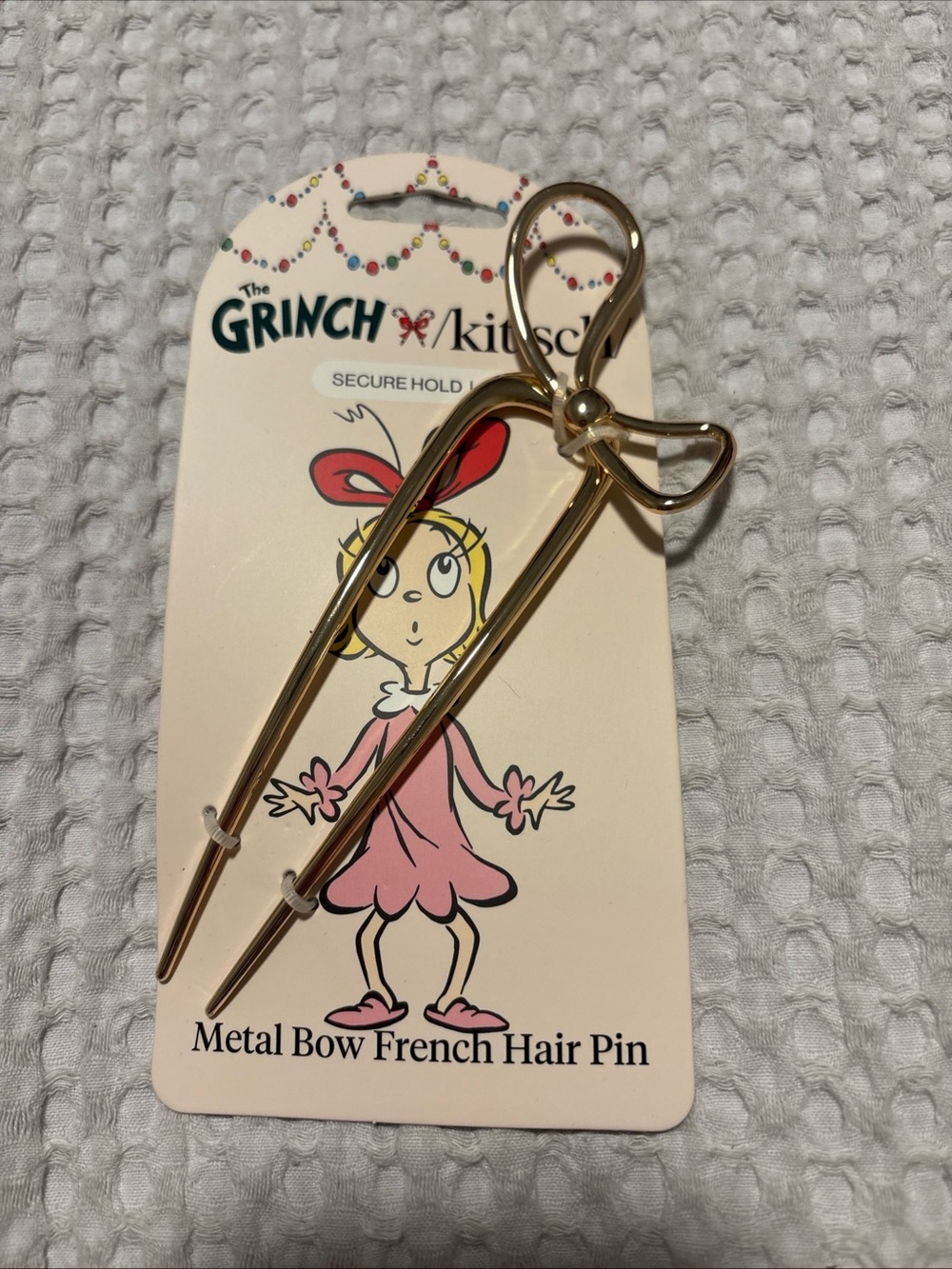 Grinch with Mary Lou Metal Bow French Hair Pin Kitsch